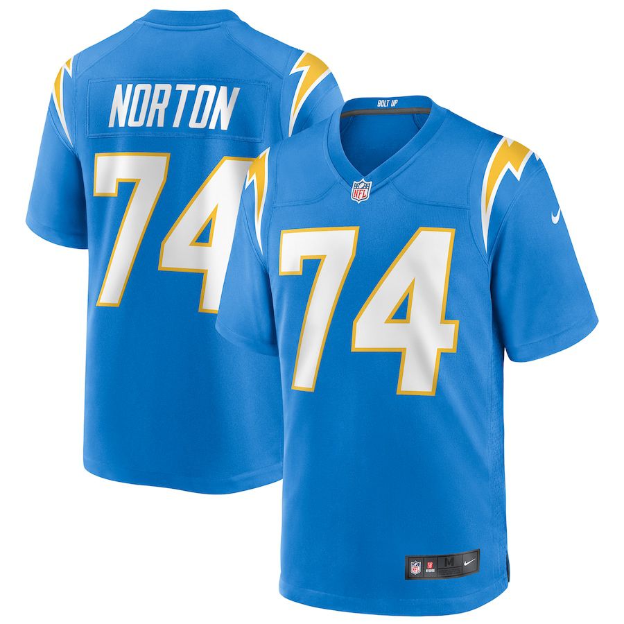 Men Los Angeles Chargers 74 Storm Norton Nike Powder Blue Team Game NFL Jersey